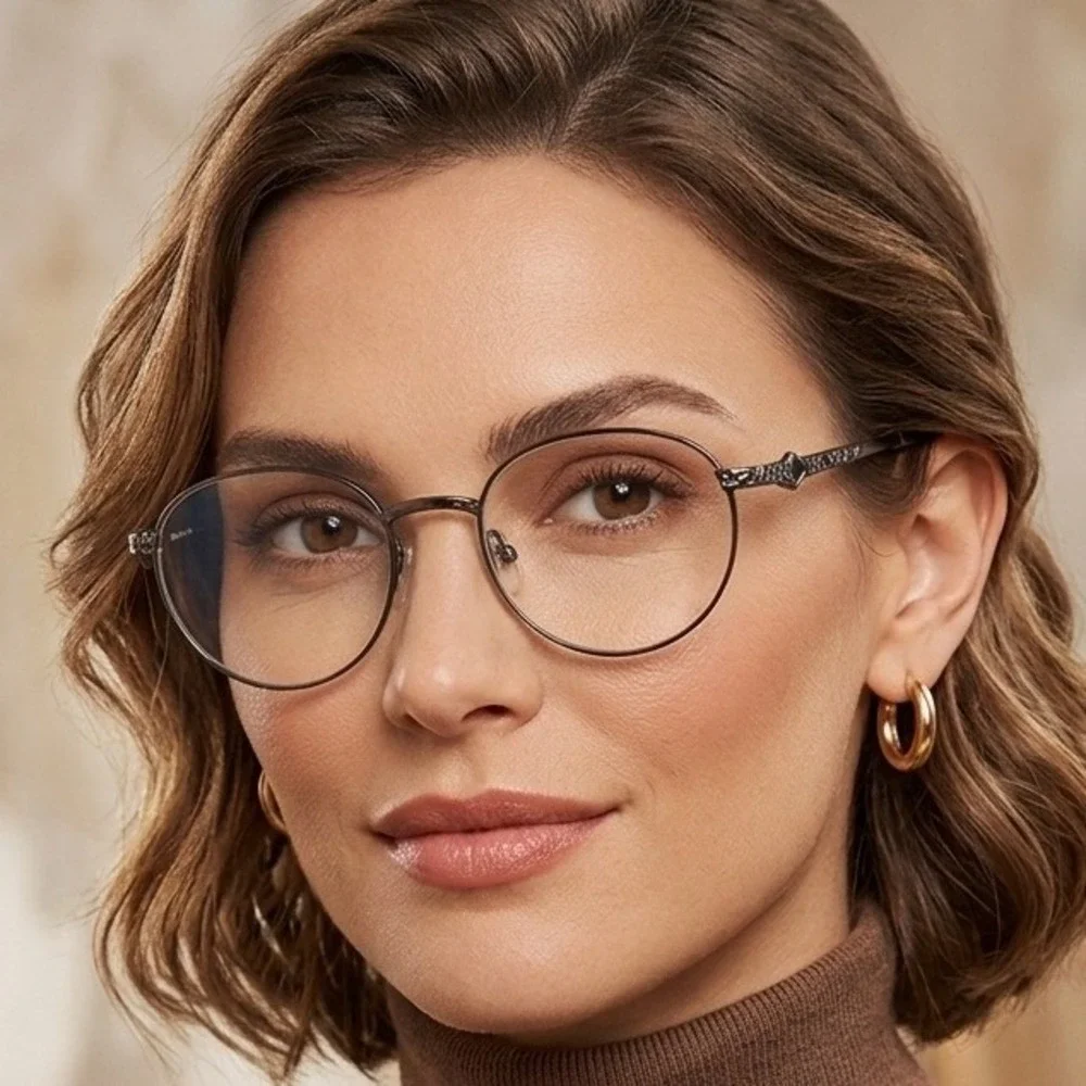 Anne Klein II L-2077 Round Metal Eyeglass Frames Japan 49-20-125 Pewter 044